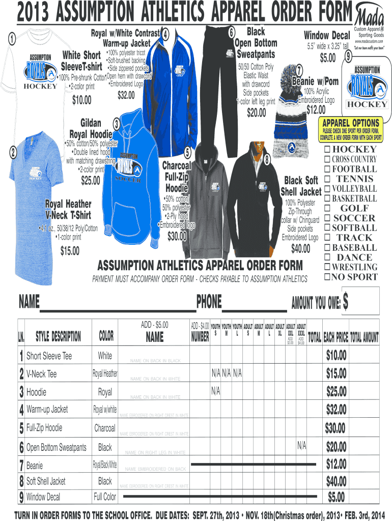 Assumption Apparel Order Form Assumption Catholic Schools