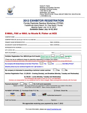 Exhibitor Registration Florida Pesticide Residue Workshop  Form