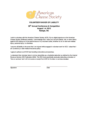Volunteer Liability Waiver Template  Form