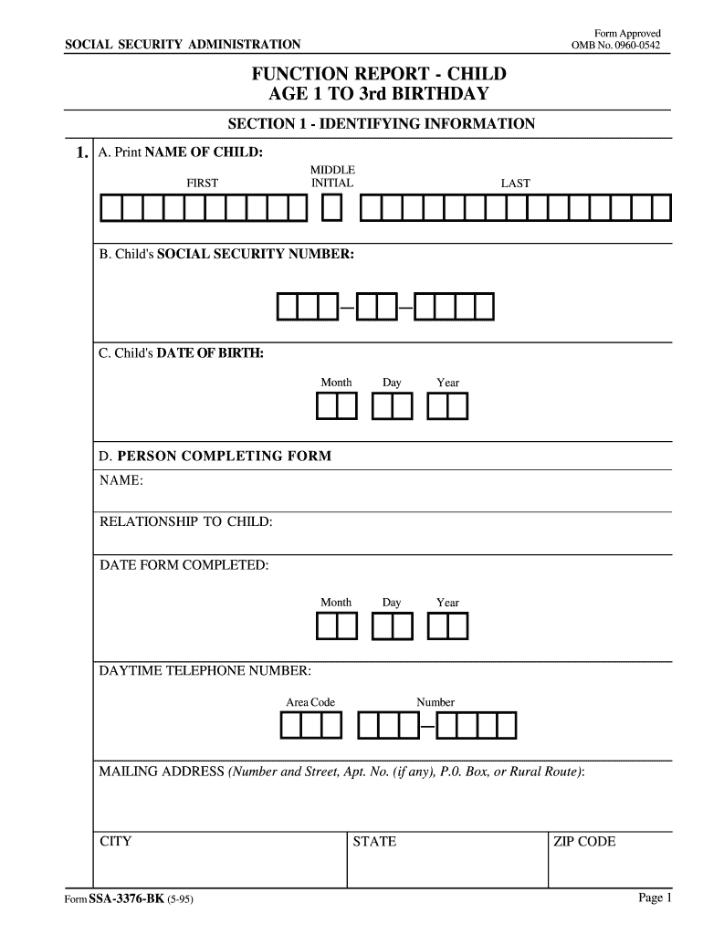  Function Report Child Age 1 3 Social Security Form 2017-2024