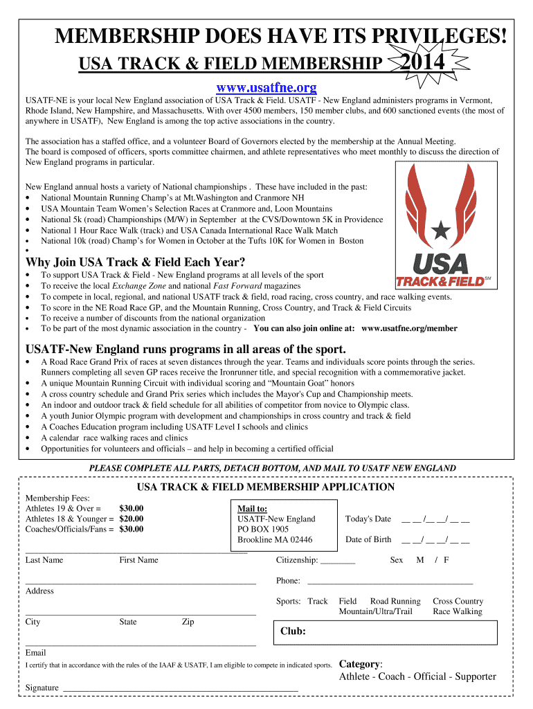 Membership Does Have Its Privileges! USA Track and Field New Usatfne  Form