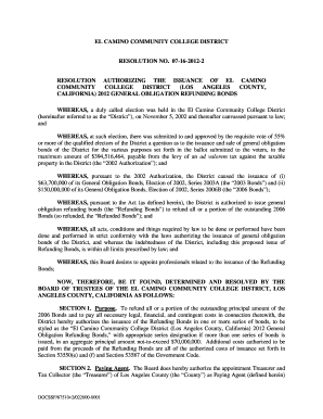 Resolution 07 16 2 El Camino College Elcamino  Form