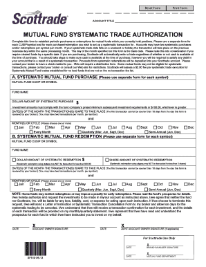 Mutual Fund Systematic Trade Authorization Scottrade  Form