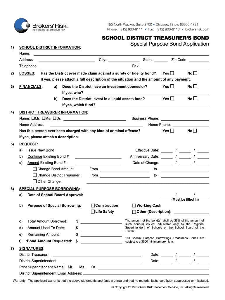 Ancillary Bond Application IL Current1 Brokers&#039; Risk  Form