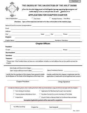 Chapter Application Order of the Daughters of the Holy Cross Daughtershc  Form