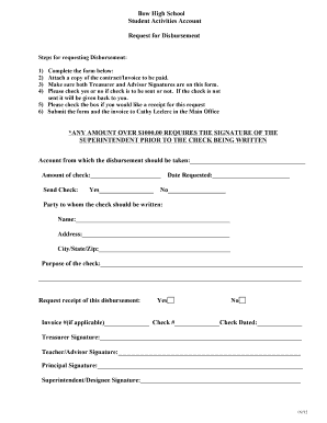 Disbursement Form Template