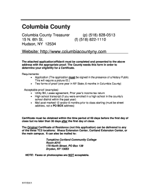 Columbia County Tompkins Cortland Community College  Form