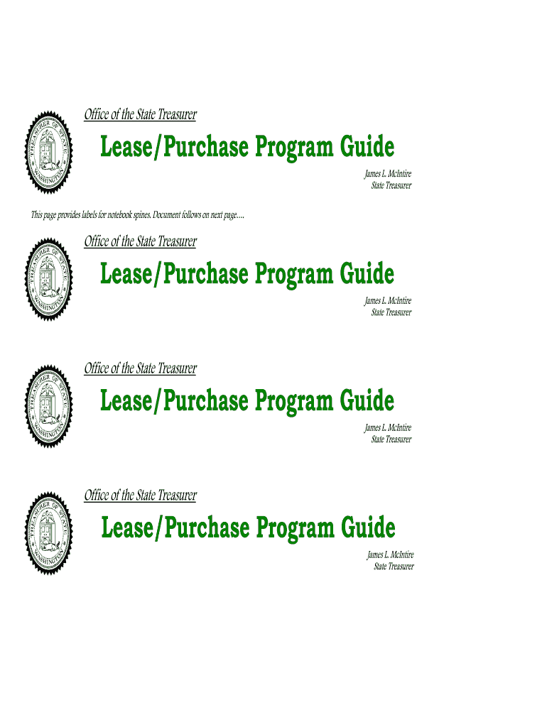 State LeasePurchase Program Guide the Office of the State Tre Wa  Form