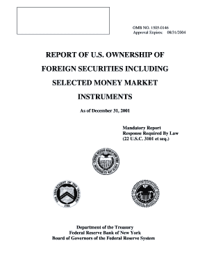REPORT of U Department of the Treasury Treasury  Form