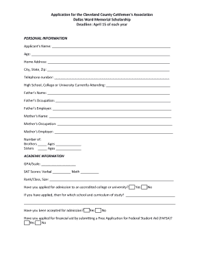 Application for the Cleveland County Cattlemen&#039;s Association Dallas Ces Ncsu  Form