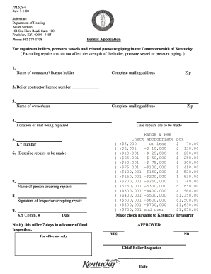 Boiler Installer License in Ky  Form