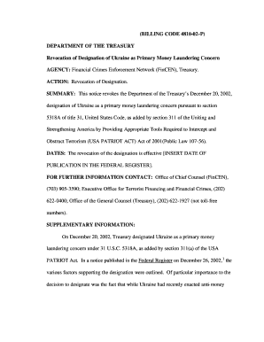 311 Ukraine Revocation Notice Department of the Treasury Treasury  Form