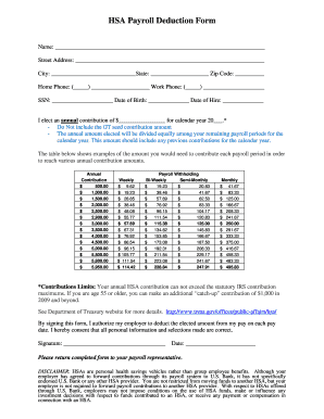 HSA Payroll Deduction Form Ohr Gatech