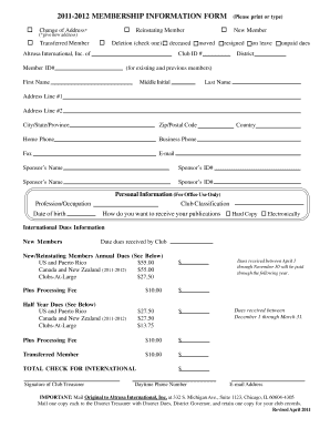 Altrusa International Membership  Form