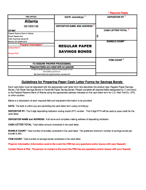 Regular Paper Savings Bonds Federal Reserve Bank Services  Form