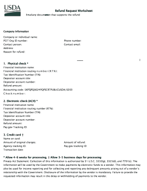 Refund Request Worksheet  Form