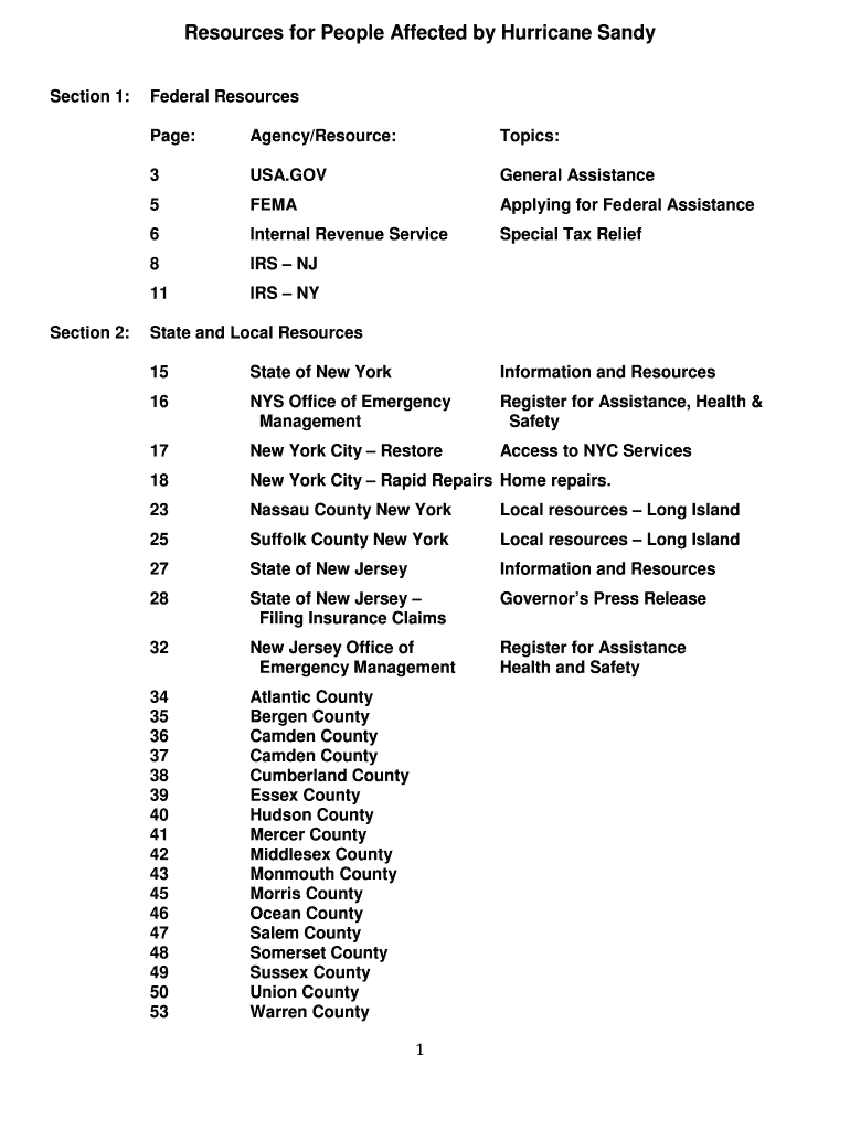 Resources for People Affected by Hurricane Sandy City of Trenton Trentonnj  Form