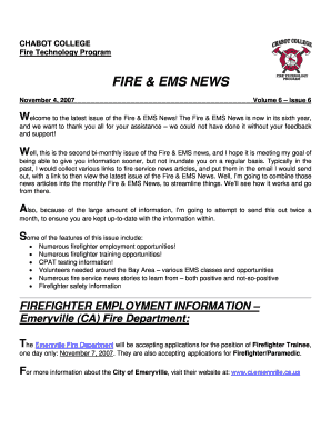 The Fire &amp; EMS News is Now in Its Sixth Year,  Form