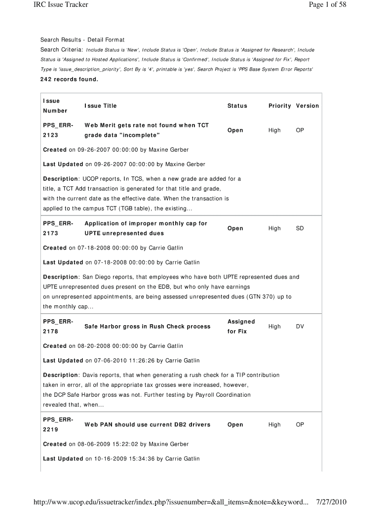 Open Error Reports Ucop  Form