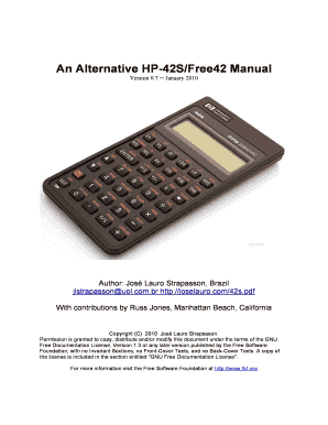 An Alternative HP 42S42 Manual  Form