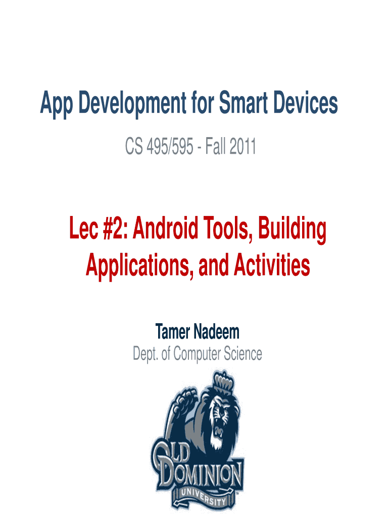 Lec 02 Android Tools Department of Computer Science Cs Odu  Form