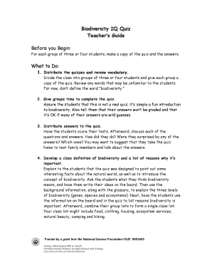 Biodiversity IQ Quiz  Form