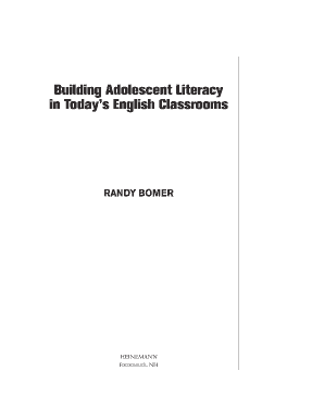 Building Adolescent Literacy in Today&#039;s English Classrooms  Form