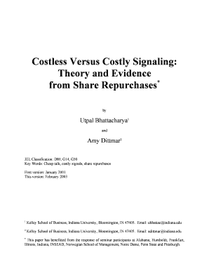 Costless Versus Costly Signaling Theory and Evidence from Share  Form