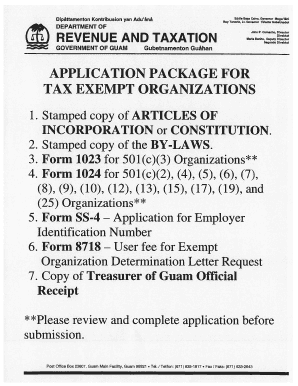 Application Package for Tax Exempt Organizations GovGuamDocs  Form