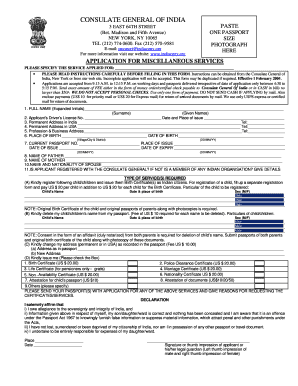 Indian Embassy New York  Form