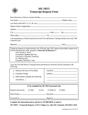 MU FRTI Transcript Request Form Mufrti