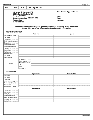 Complete Organizer Blank Forms Grooms &amp; Harkins PC