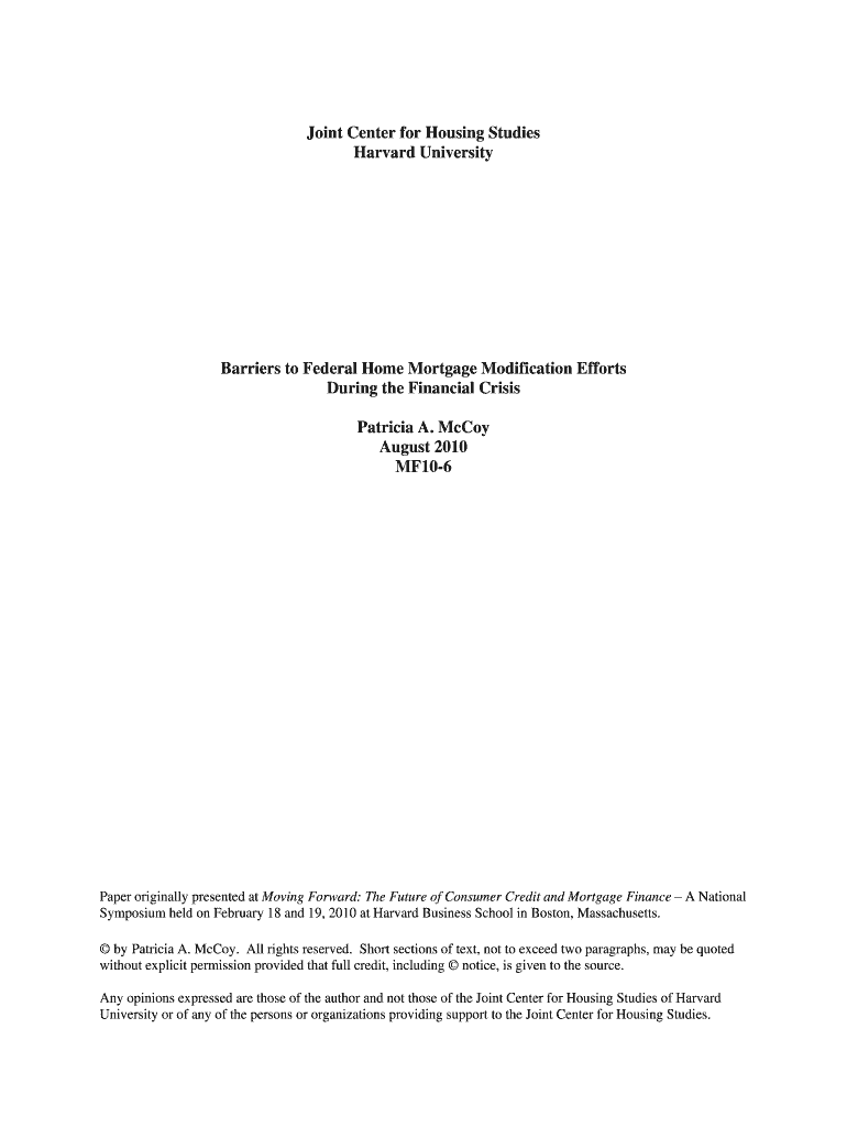 Joint Center for Housing Studies Harvard University Barriers to Jchs Harvard  Form