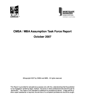 CMSA MBA Assumption Task Force Report  Form