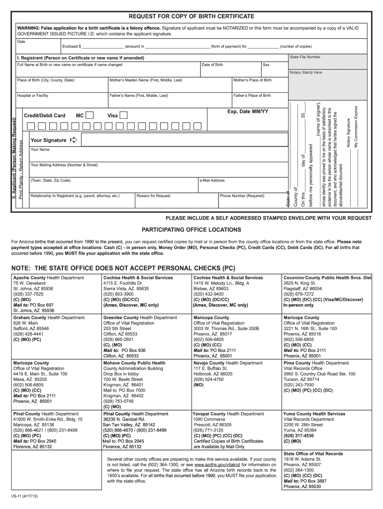  Online Birth Certificate Copy 2013