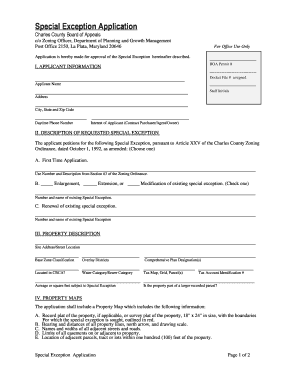 Charles County Md Special Exception Form