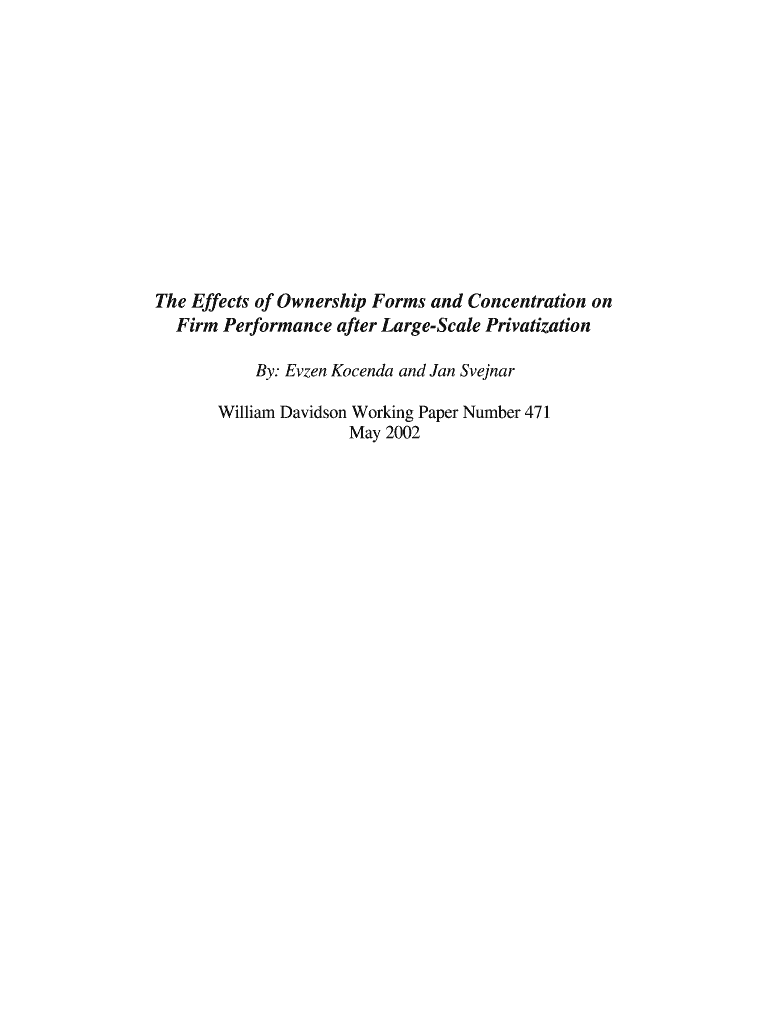 The Effects of Ownership Forms and Concentration on Firm