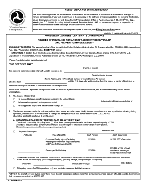 Department of Transportation, Office of Aviation Analysis, X 56, 400 7th St Faa  Form