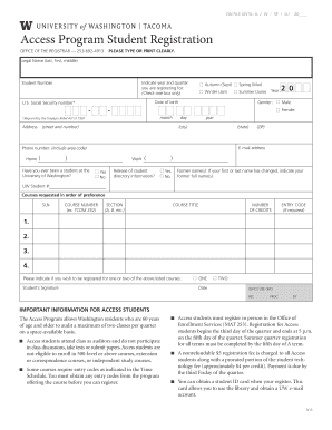 Access Enrollment for Senior Citizens Form University of Tacoma Uw