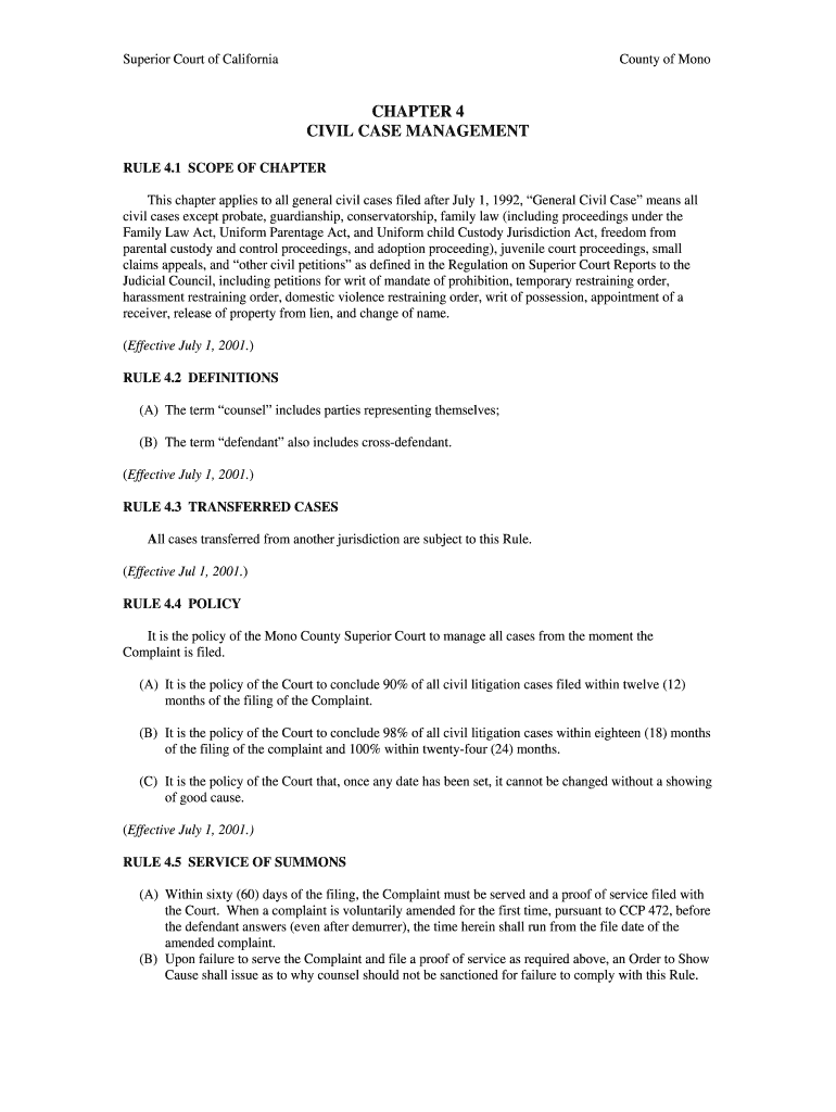 This Chapter Applies to All General Civil Cases Filed After July 1, , General Civil Case Means All  Form