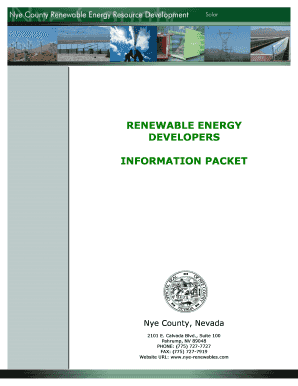 RENEWABLE ENERGY DEVELOPERS INFORMATION PACKET