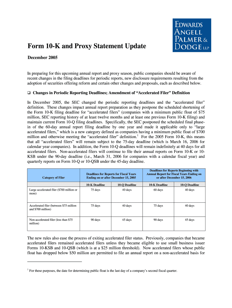 Form 10 K and Proxy Statement Update Edwards Wildman