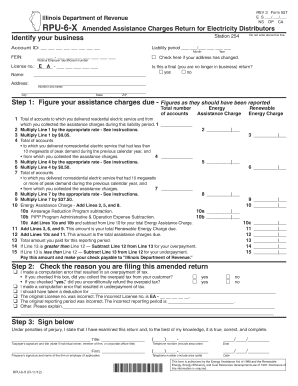 RPU 6 X Amended Assistance Charges Return for Electricity Tax Illinois  Form