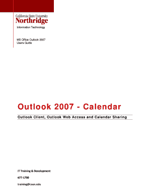 Outlook Client, Outlook Web Access and Calendar Sharing  Form