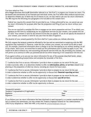 Form 5 TAXPAYER CONSENT FORM PADGETT ADVICE