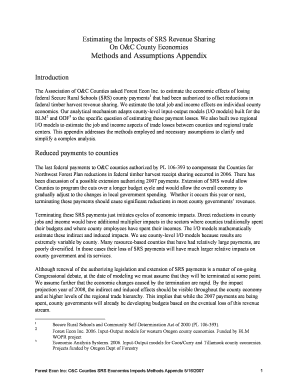 Methods and Assumptions Appendix History of the O&amp;C Lands  Form