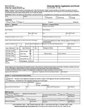 Form 8700 058 Waterway Marker Application and Permit Dnr Wi
