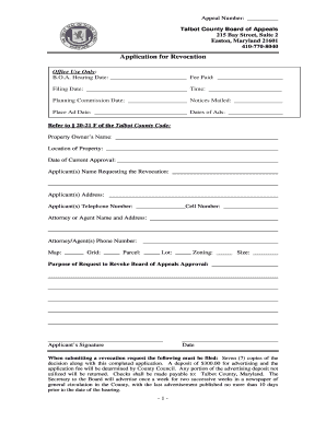 REVOCATION REQUEST FORM Talbot County Government Talbotcountymd