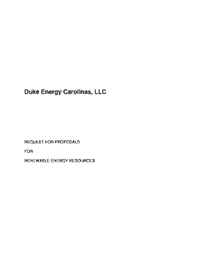 Request for Proposals for Renewable Energy Duke Energy  Form
