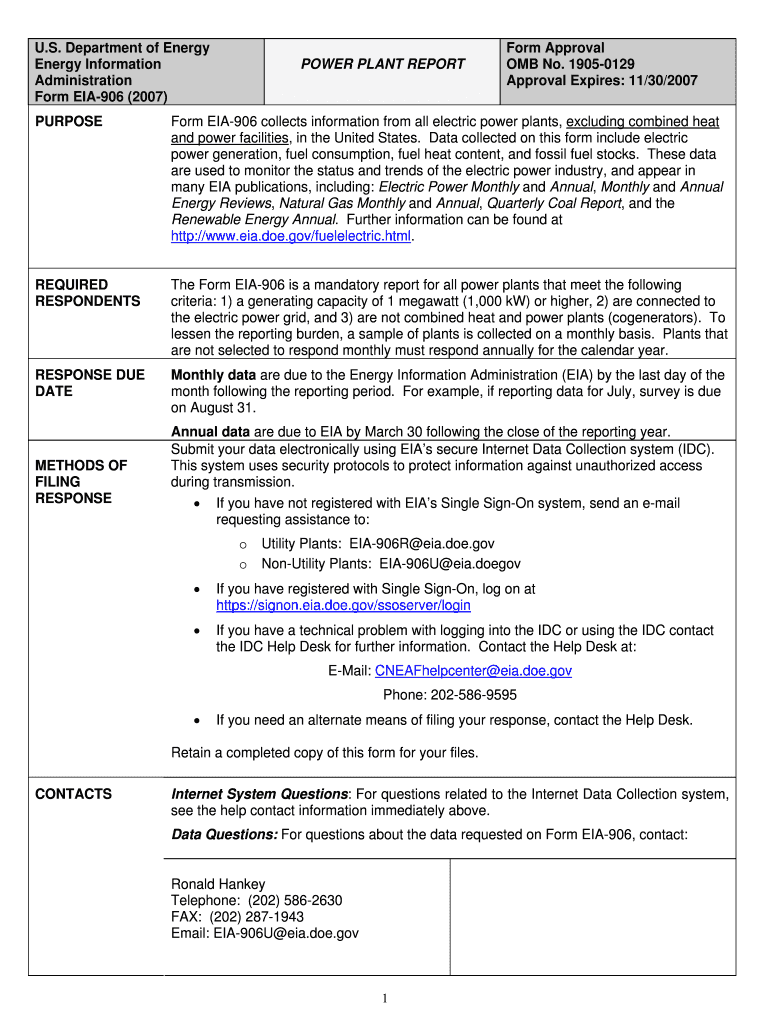 U S Department of Energy Energy Information Administration Form Eia